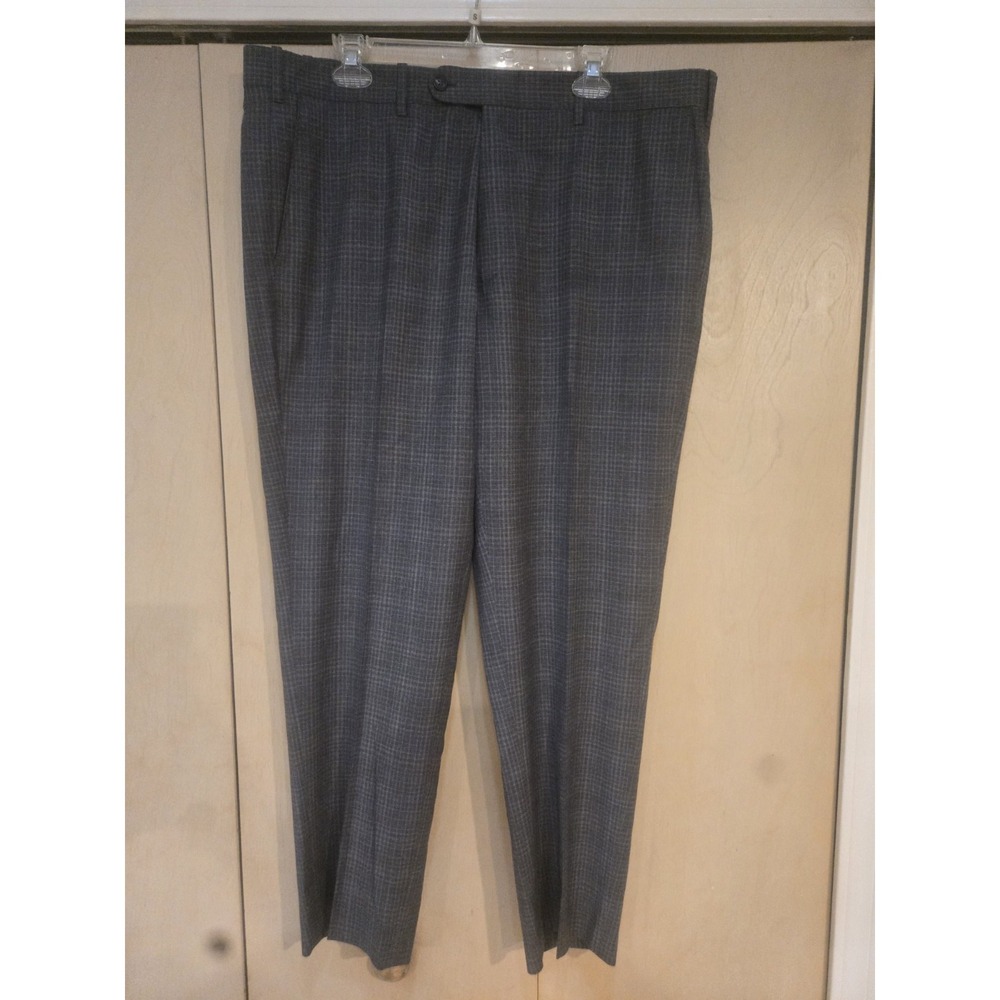 JB Britches Ben Silver Torino Wool Dress Pants 36x29 Gray‎ Windowpane Italy